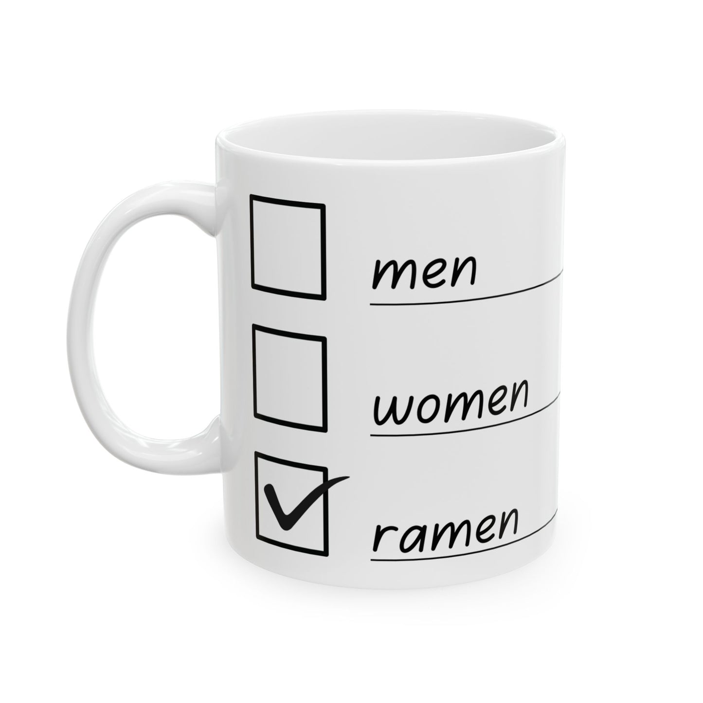Men, Women, Ramen Checklist Ceramic Mug, (11oz, 15oz)